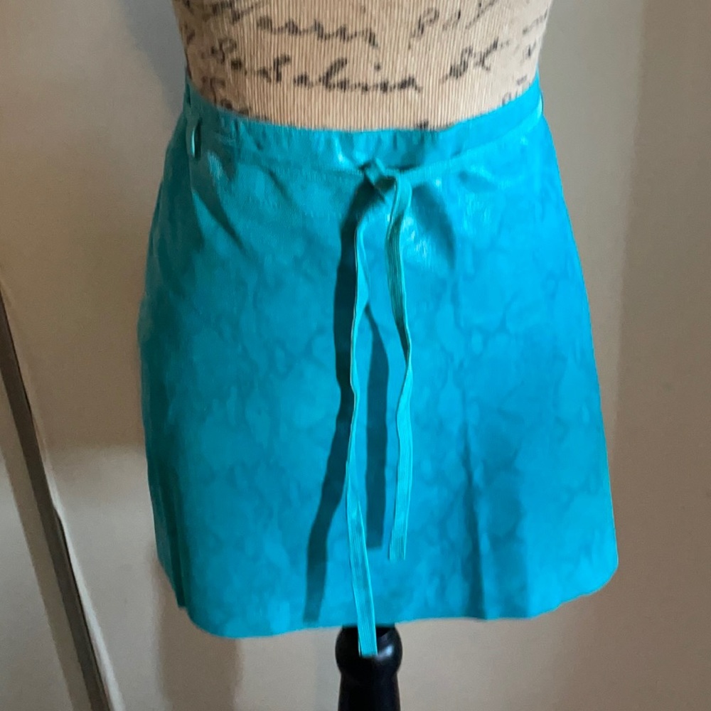 Teal leather snake print mini